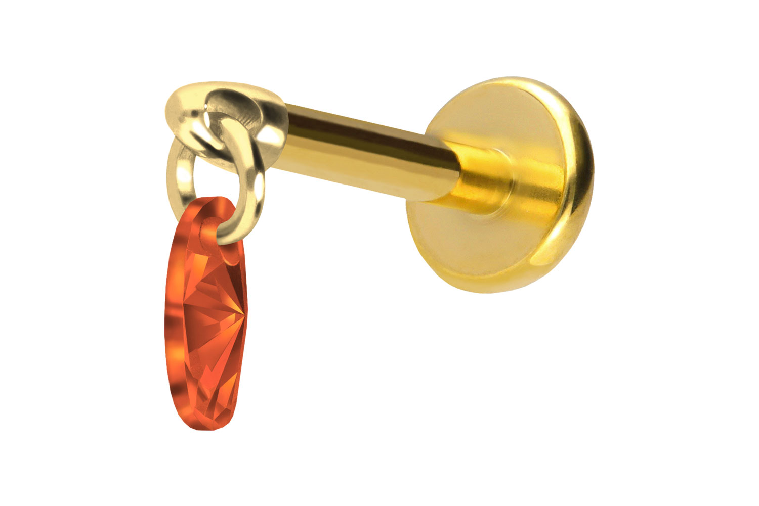 Titan Labret Piercing mit Push Fit KRISTALLOVAL